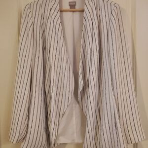 Chico's White Blazer with Vertical Stripes